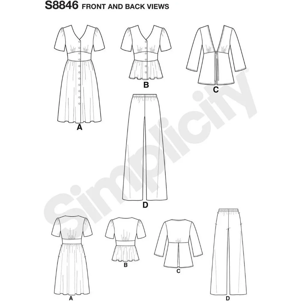 Simplicity Sewing Pattern 8846 10138 Top Blouse Jacket Pants Dress Size 10-18‎